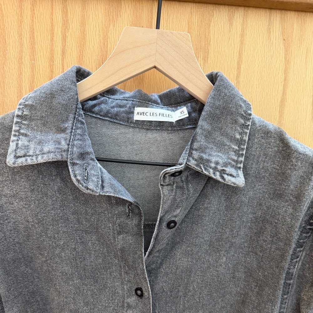 Avec Les Filles denim shirt dress in a washed black NWT - Picture 4 of 7